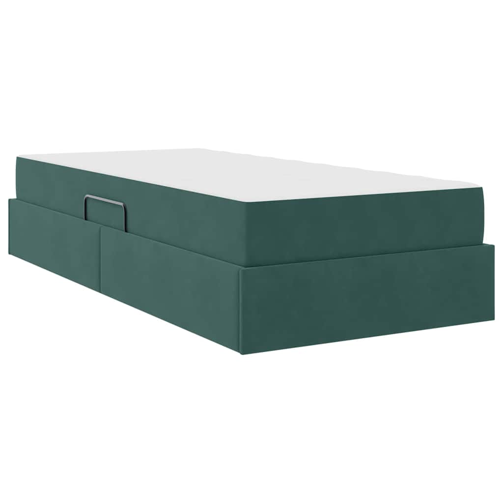 Lit avec rangement et matelas Vert foncé 90 x 190 cm Velours - XIOS