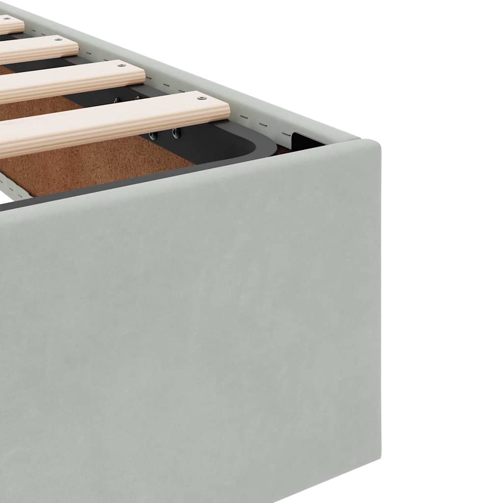 Lit avec rangement et matelas Gris clair 90 x 200 cm Velours - XIOS