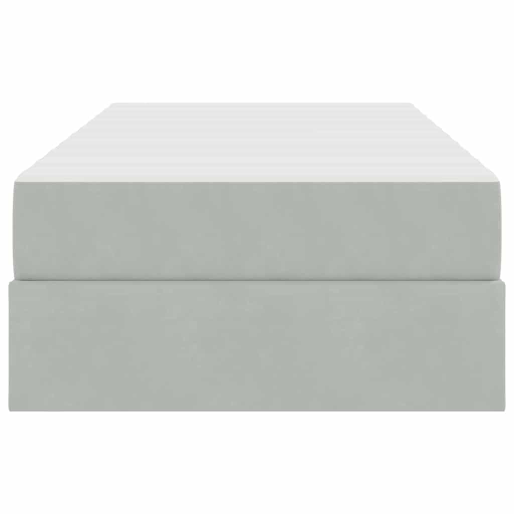 Lit avec rangement et matelas Gris clair 90 x 200 cm Velours - XIOS