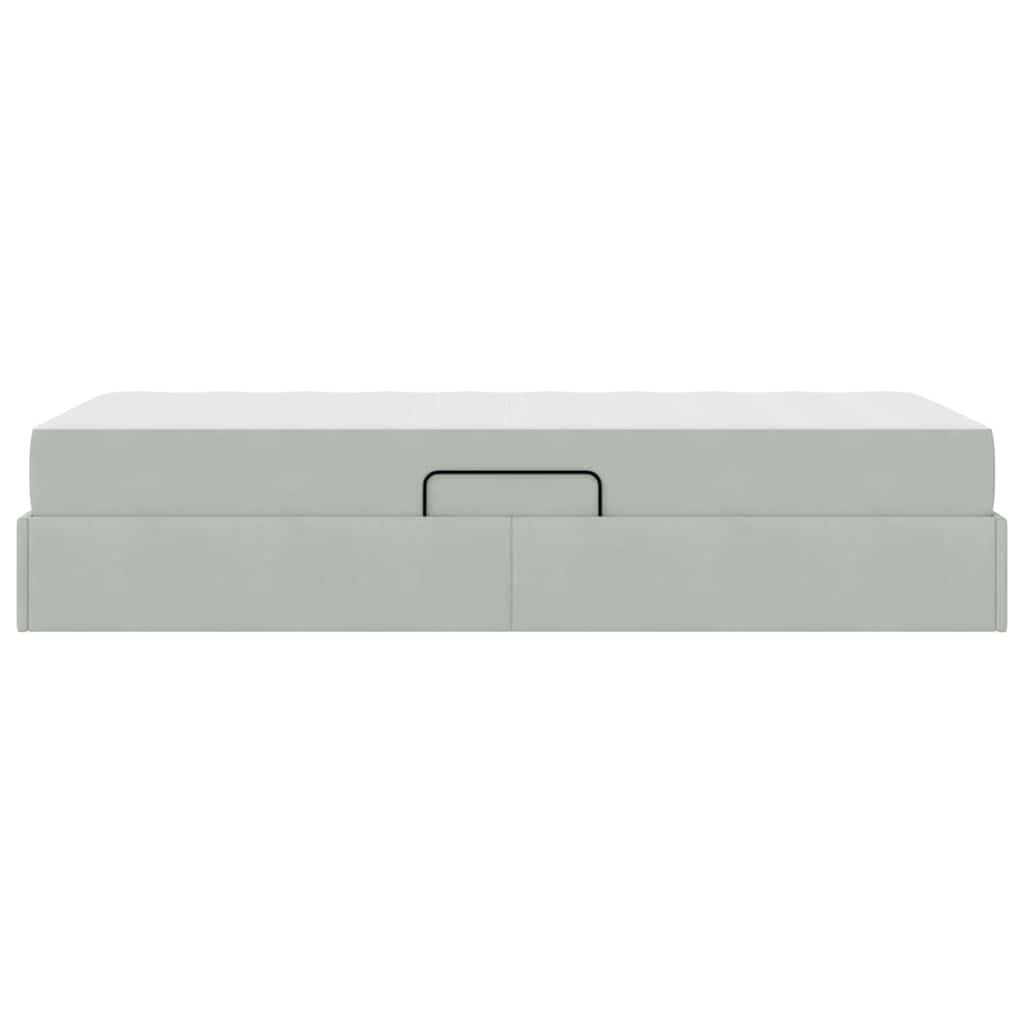 Lit avec rangement et matelas Gris clair 90 x 200 cm Velours - XIOS