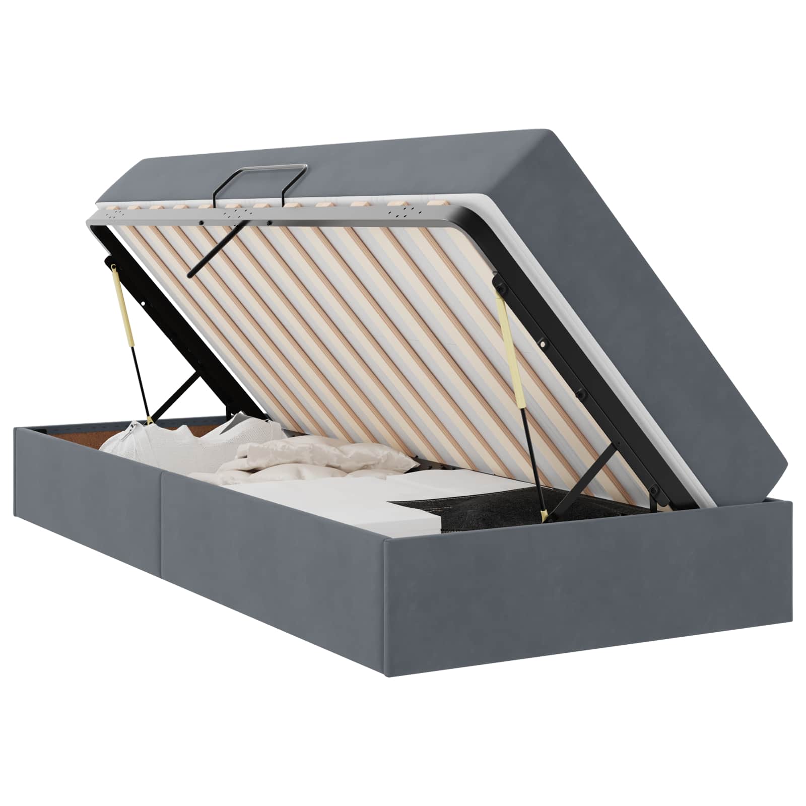 Lit avec rangement et matelas Gris foncé 90 x 200 cm Velours - XIOS