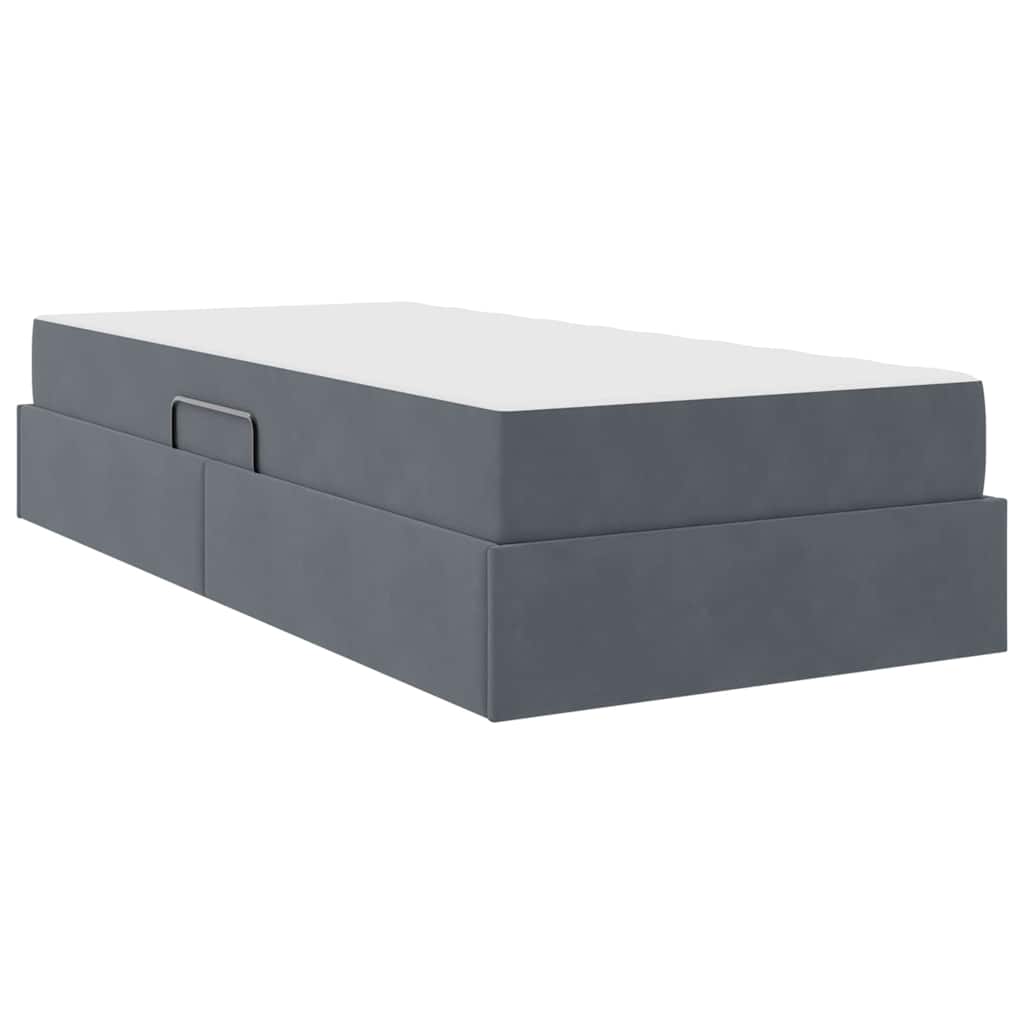 Lit avec rangement et matelas Gris foncé 90 x 200 cm Velours - XIOS