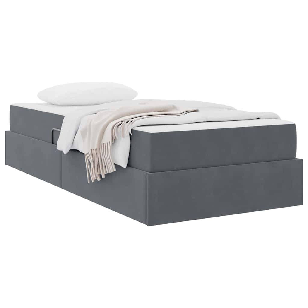 Lit avec rangement et matelas Gris foncé 90 x 200 cm Velours - XIOS