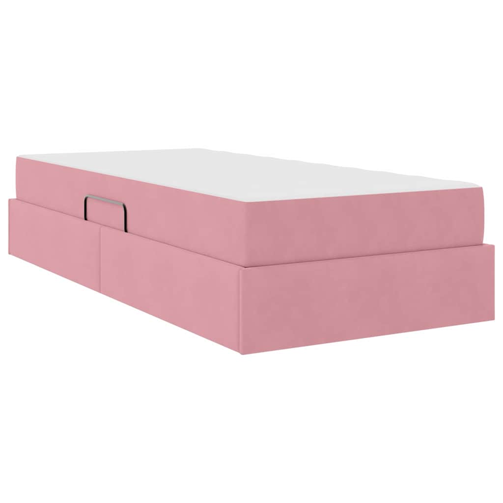 Lit avec rangement et matelas Rose 90 x 200 cm Velours - XIOS