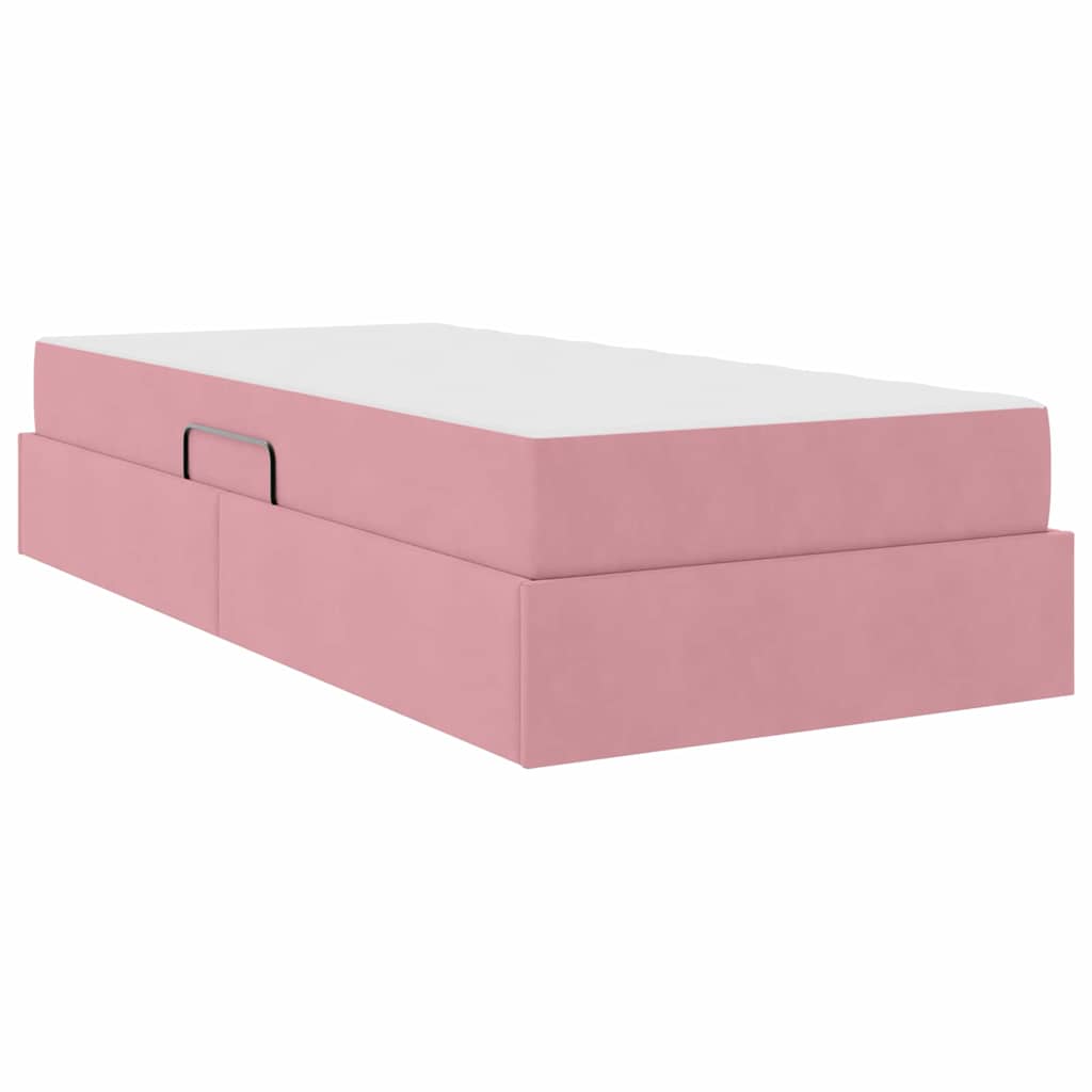 Lit avec rangement et matelas Rose 90 x 200 cm Velours - XIOS