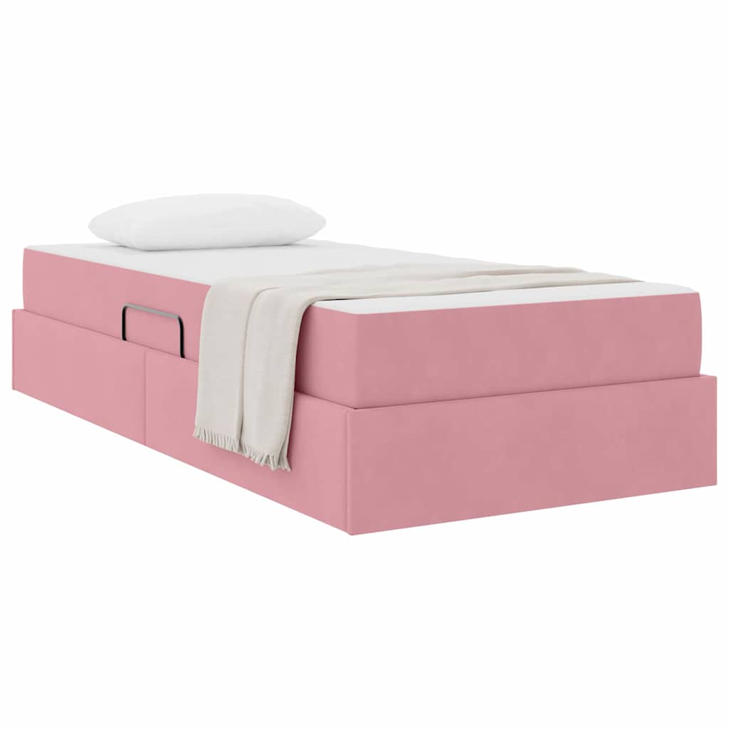 Lit avec rangement et matelas Rose 90 x 200 cm Velours - XIOS