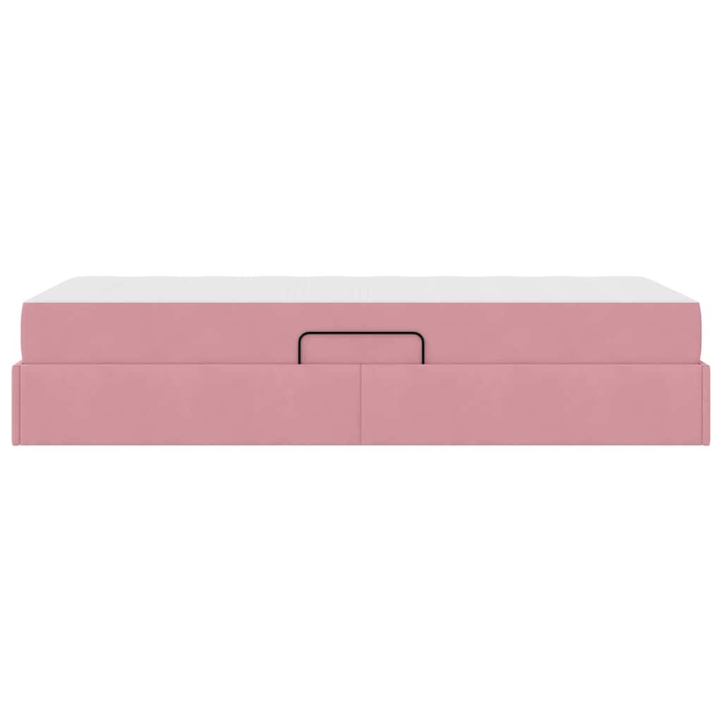 Lit avec rangement et matelas Rose 90 x 200 cm Velours - XIOS