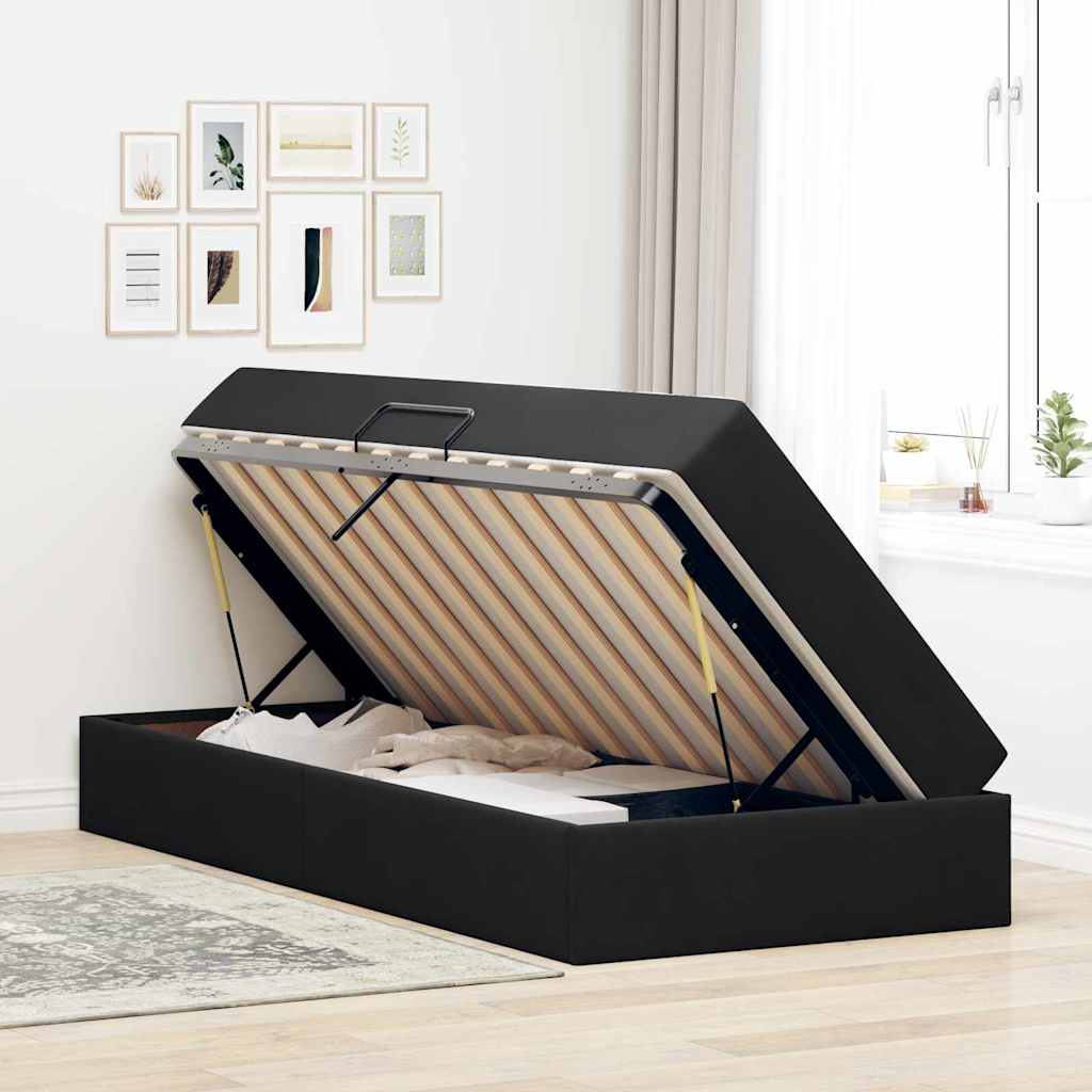 Lit avec rangement et matelas Noir 100 x 200 cm Velours - XIOS