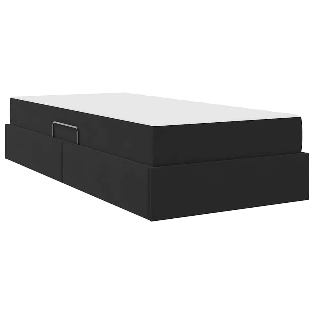 Lit avec rangement et matelas Noir 100 x 200 cm Velours - XIOS