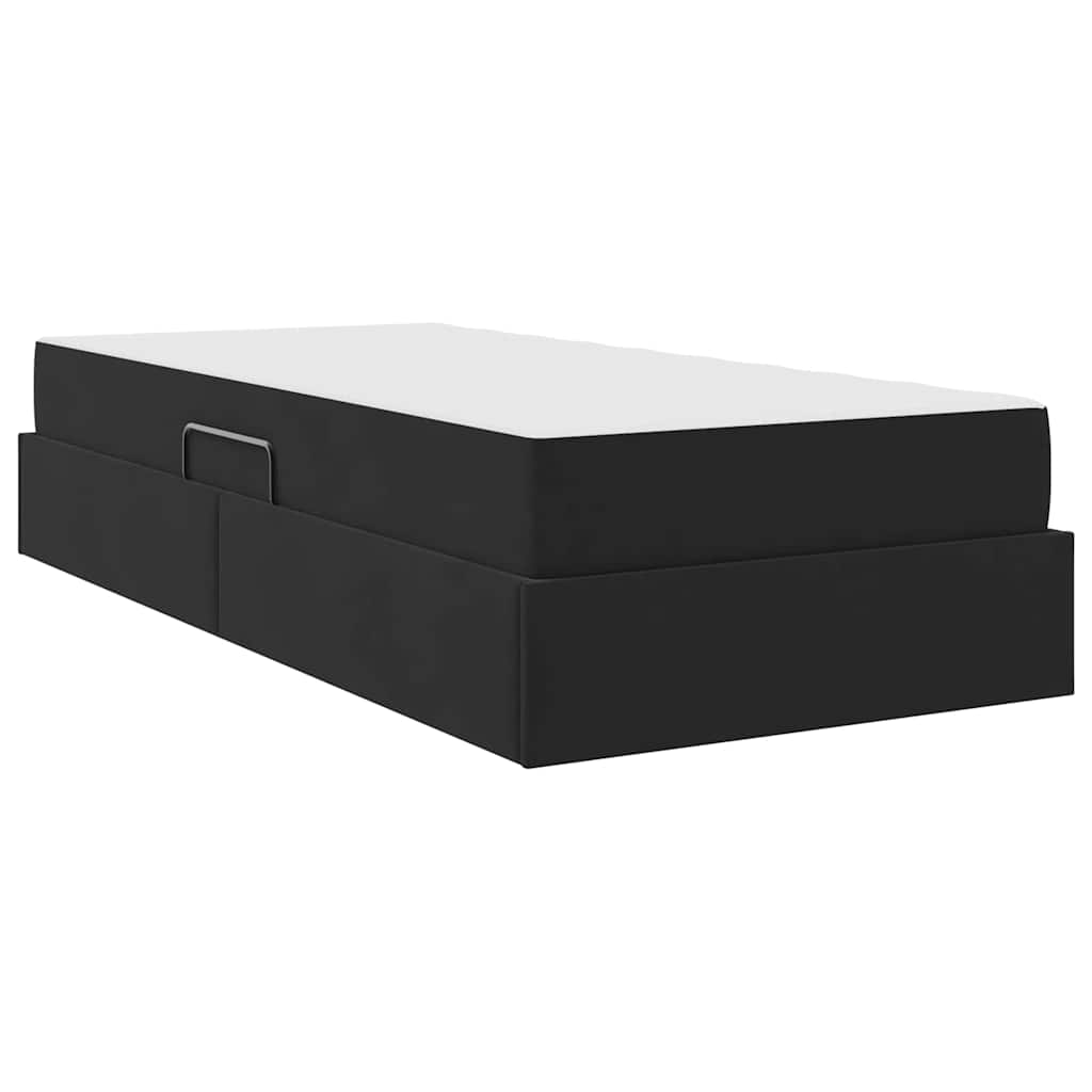 Lit avec rangement et matelas Noir 100 x 200 cm Velours - XIOS