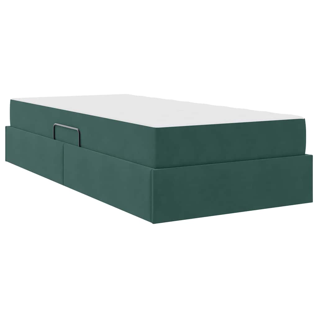Lit avec rangement et matelas Vert foncé 100 x 200 cm Velours - XIOS