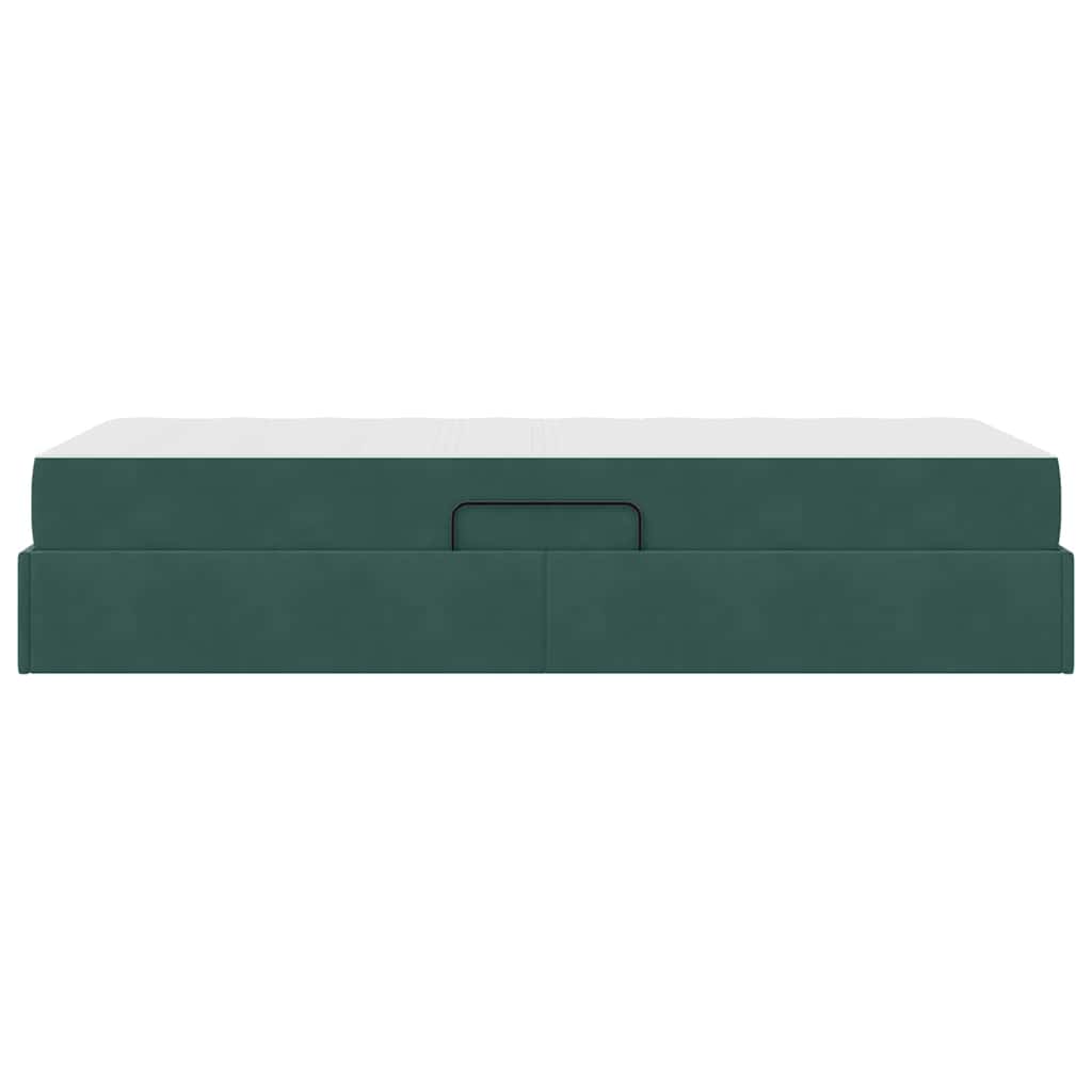 Lit avec rangement et matelas Vert foncé 100 x 200 cm Velours - XIOS