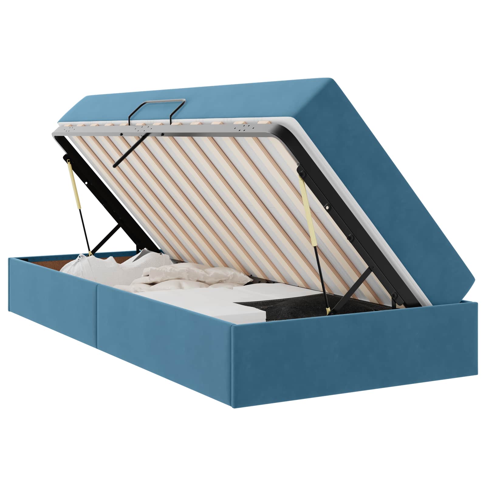 Lit avec rangement et matelas Bleu foncé 100 x 200 cm Velours - XIOS