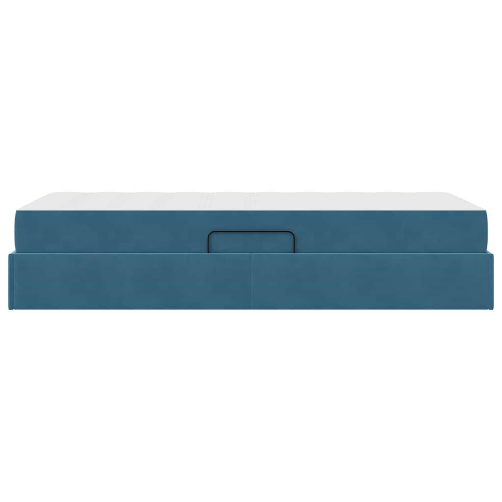 Lit avec rangement et matelas Bleu foncé 100 x 200 cm Velours - XIOS