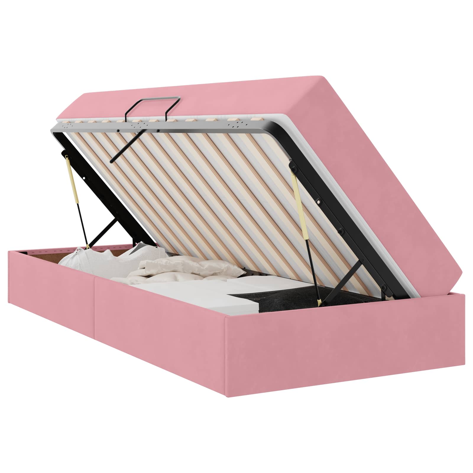 Lit avec rangement et matelas Rose 100 x 200 cm Velours - XIOS