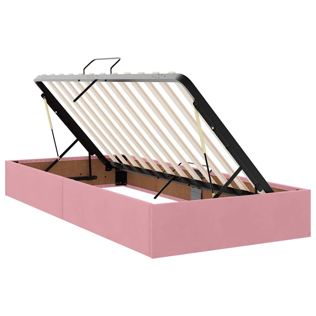 Lit avec rangement et matelas Rose 100 x 200 cm Velours - XIOS