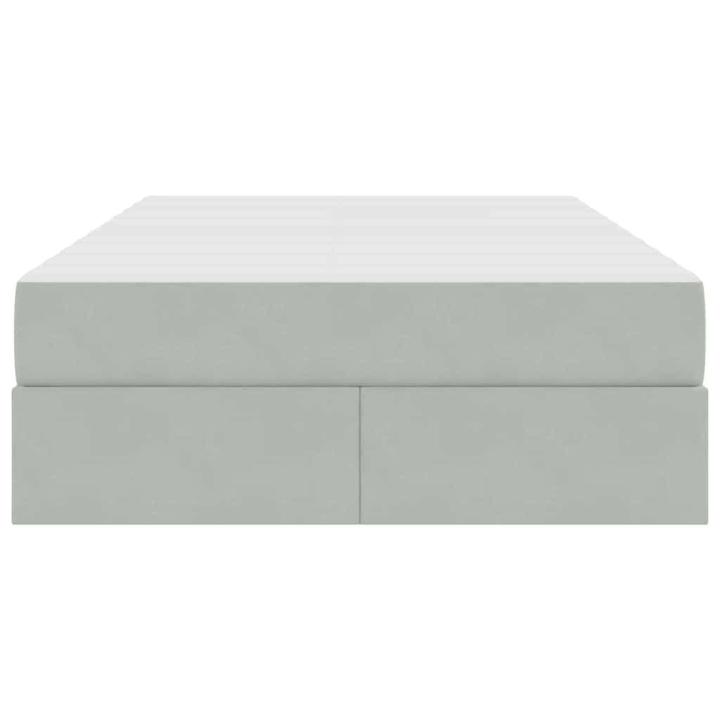 Lit avec rangement et matelas Gris clair 120 x 200 cm Velours - XIOS