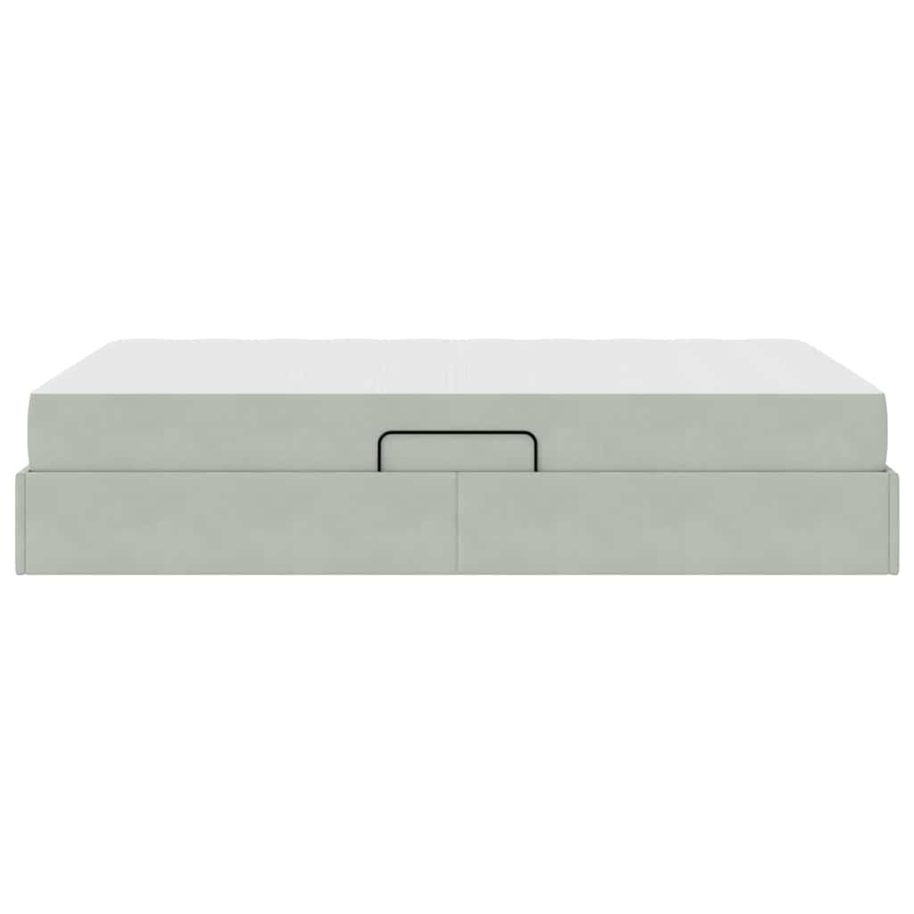 Lit avec rangement et matelas Gris clair 120 x 200 cm Velours - XIOS