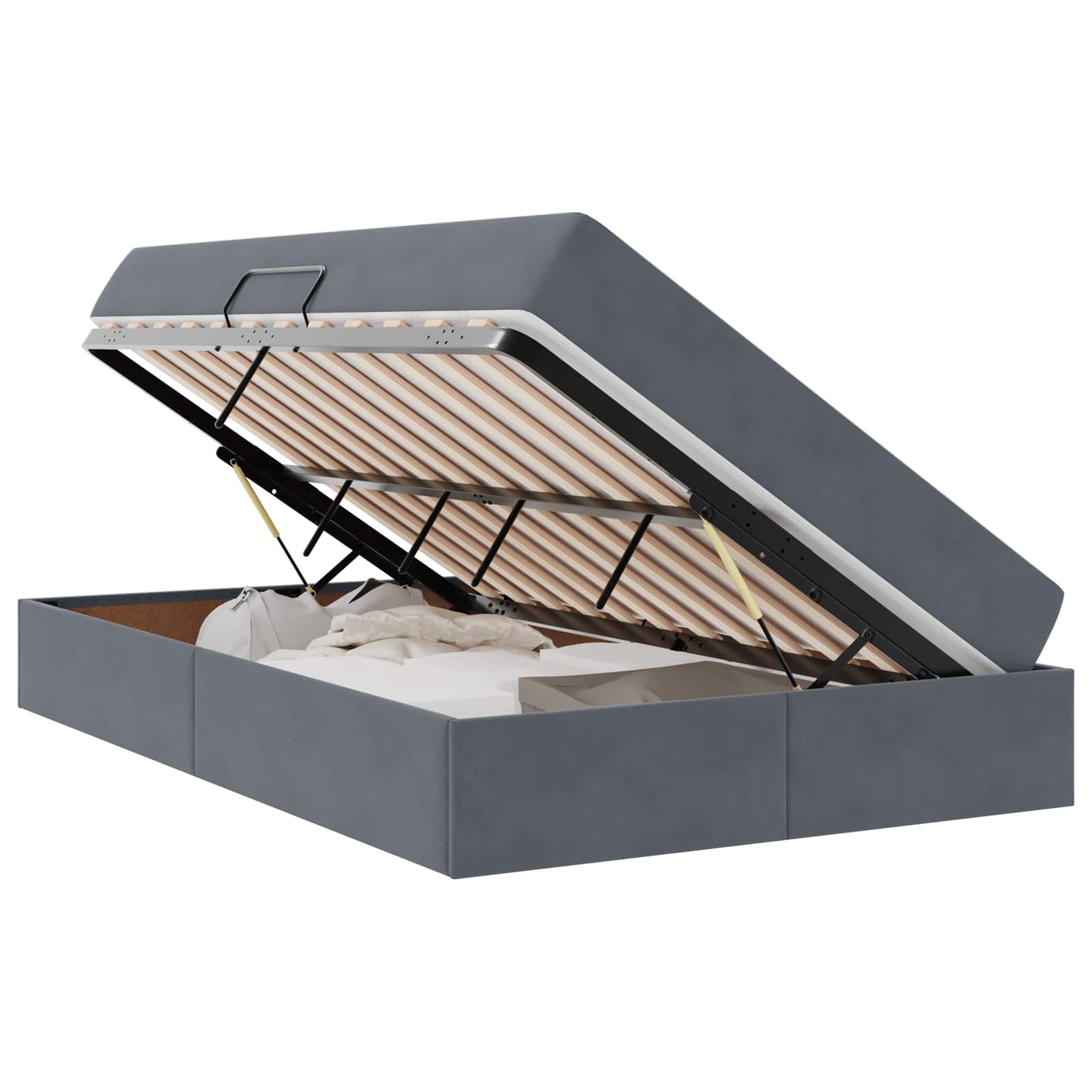 Lit avec rangement et matelas Gris foncé 120 x 200 cm Velours - XIOS