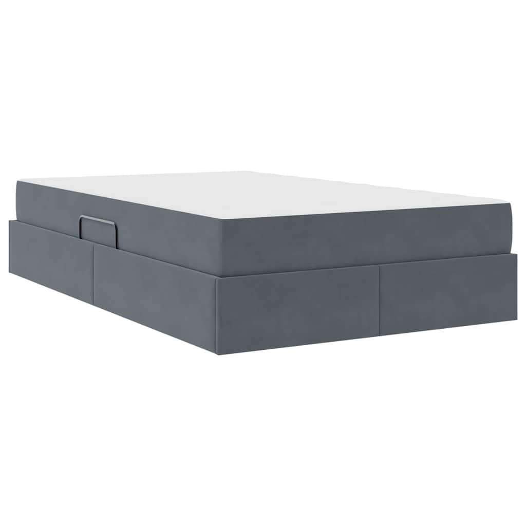 Lit avec rangement et matelas Gris foncé 120 x 200 cm Velours - XIOS