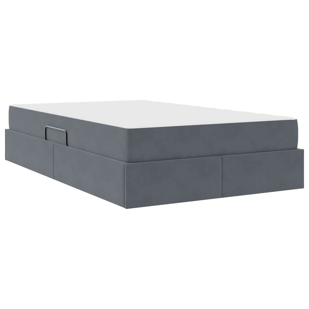 Lit avec rangement et matelas Gris foncé 120 x 200 cm Velours - XIOS