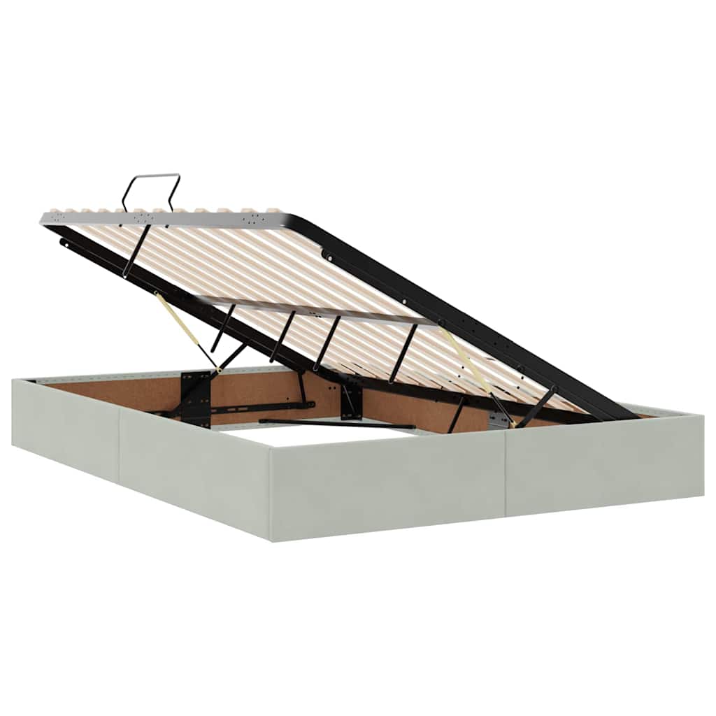 Lit avec rangement et matelas Gris clair 140 x 190 cm Velours - XIOS