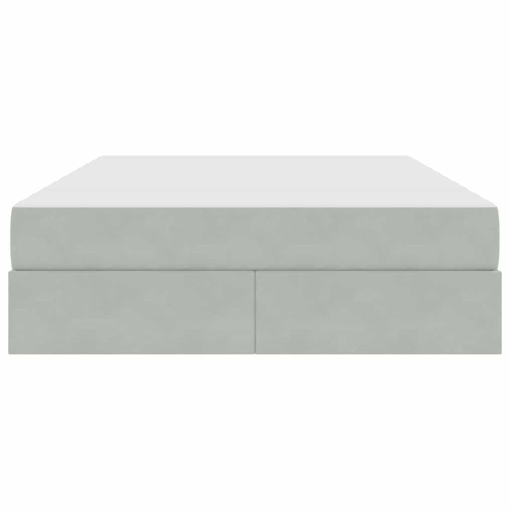 Lit avec rangement et matelas Gris clair 140 x 190 cm Velours - XIOS