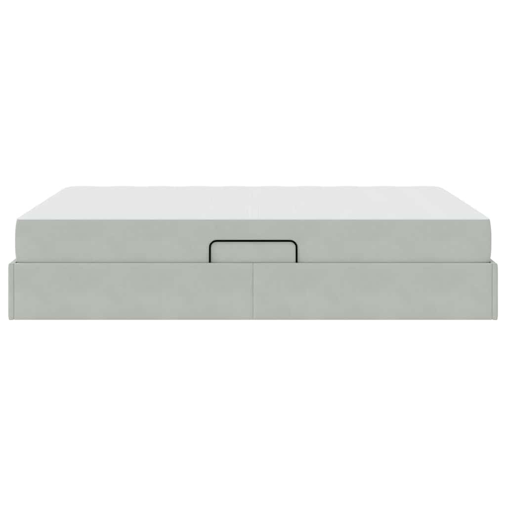 Lit avec rangement et matelas Gris clair 140 x 190 cm Velours - XIOS