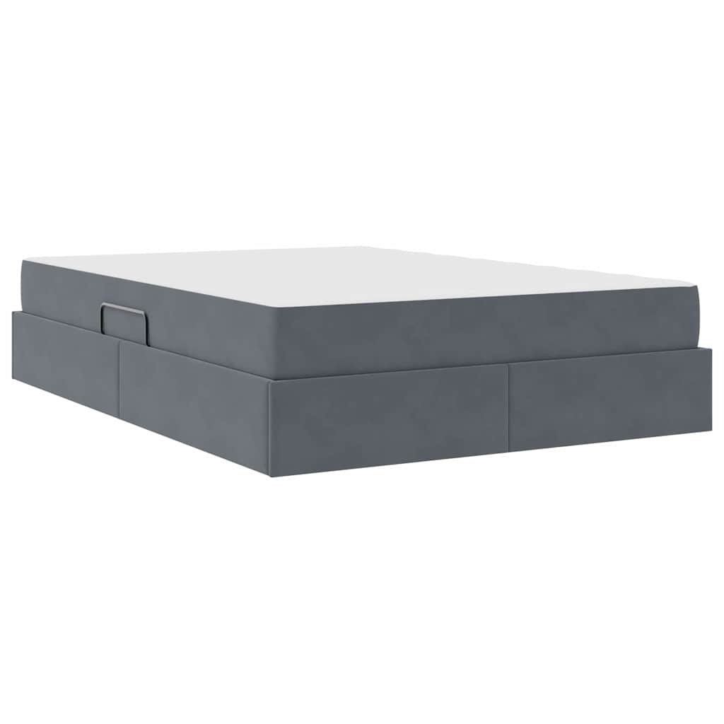 Lit avec rangement et matelas Gris foncé 140 x 190 cm Velours - XIOS