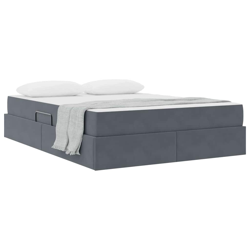 Lit avec rangement et matelas Gris foncé 140 x 190 cm Velours - XIOS