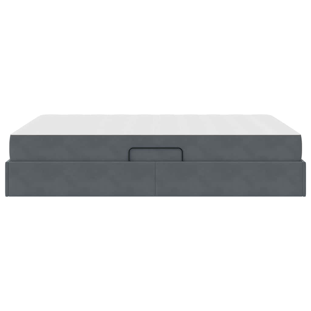 Lit avec rangement et matelas Gris foncé 140 x 190 cm Velours - XIOS