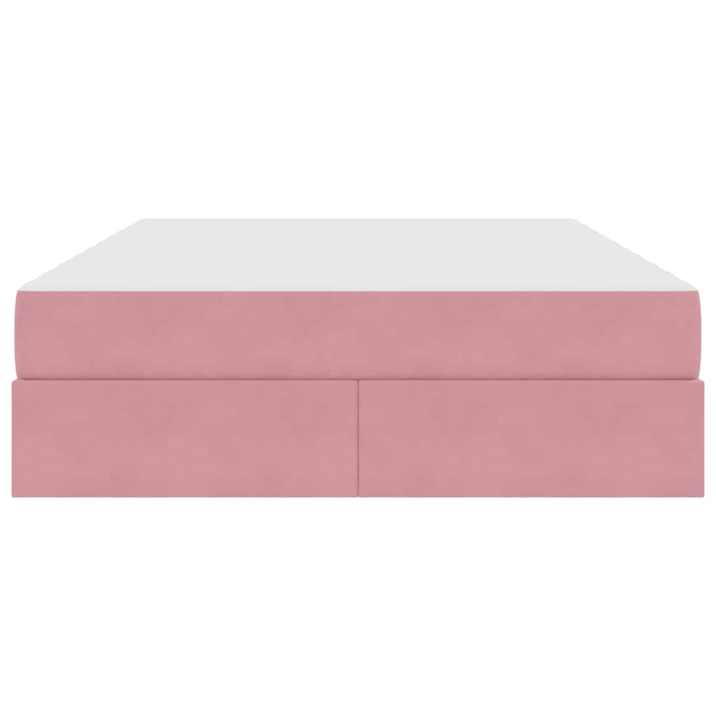 Lit avec rangement et matelas Rose 140 x 190 cm Velours - XIOS