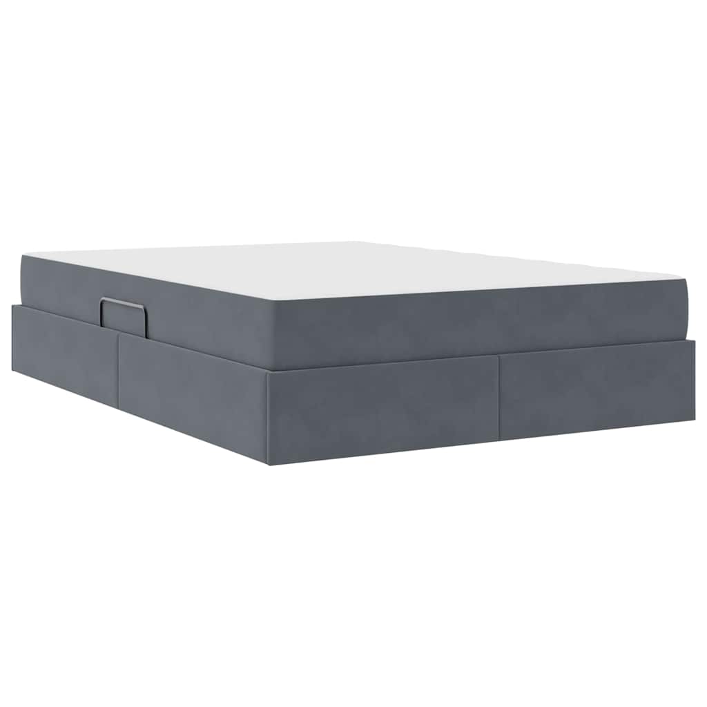 Lit avec rangement et matelas Gris foncé 140 x 200 cm Velours - XIOS