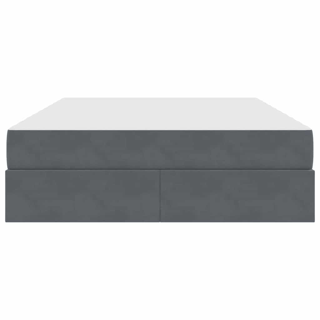 Lit avec rangement et matelas Gris foncé 140 x 200 cm Velours - XIOS
