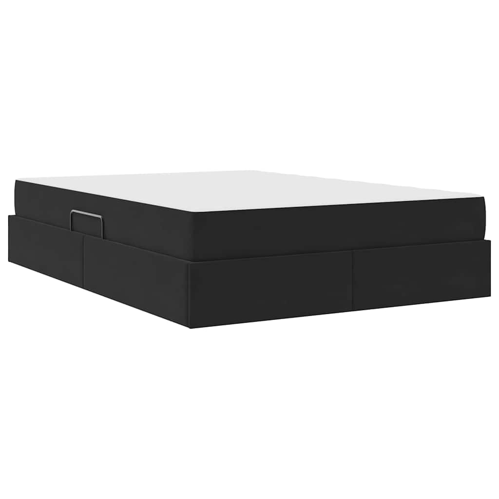 Lit avec rangement et matelas Noir 140 x 200 cm Velours - XIOS