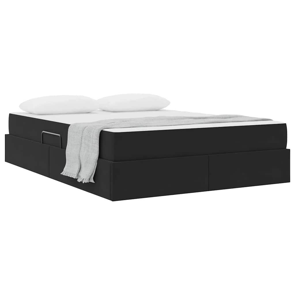Lit avec rangement et matelas Noir 140 x 200 cm Velours - XIOS