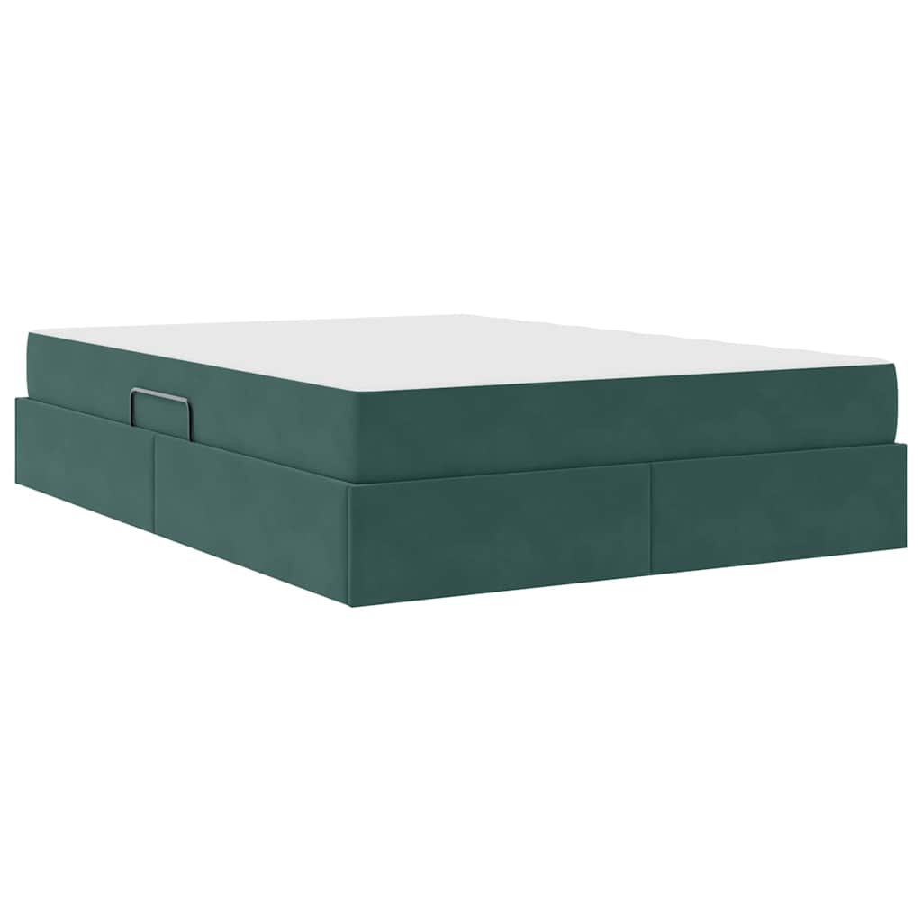 Lit avec rangement et matelas Vert foncé 140 x 200 cm Velours - XIOS