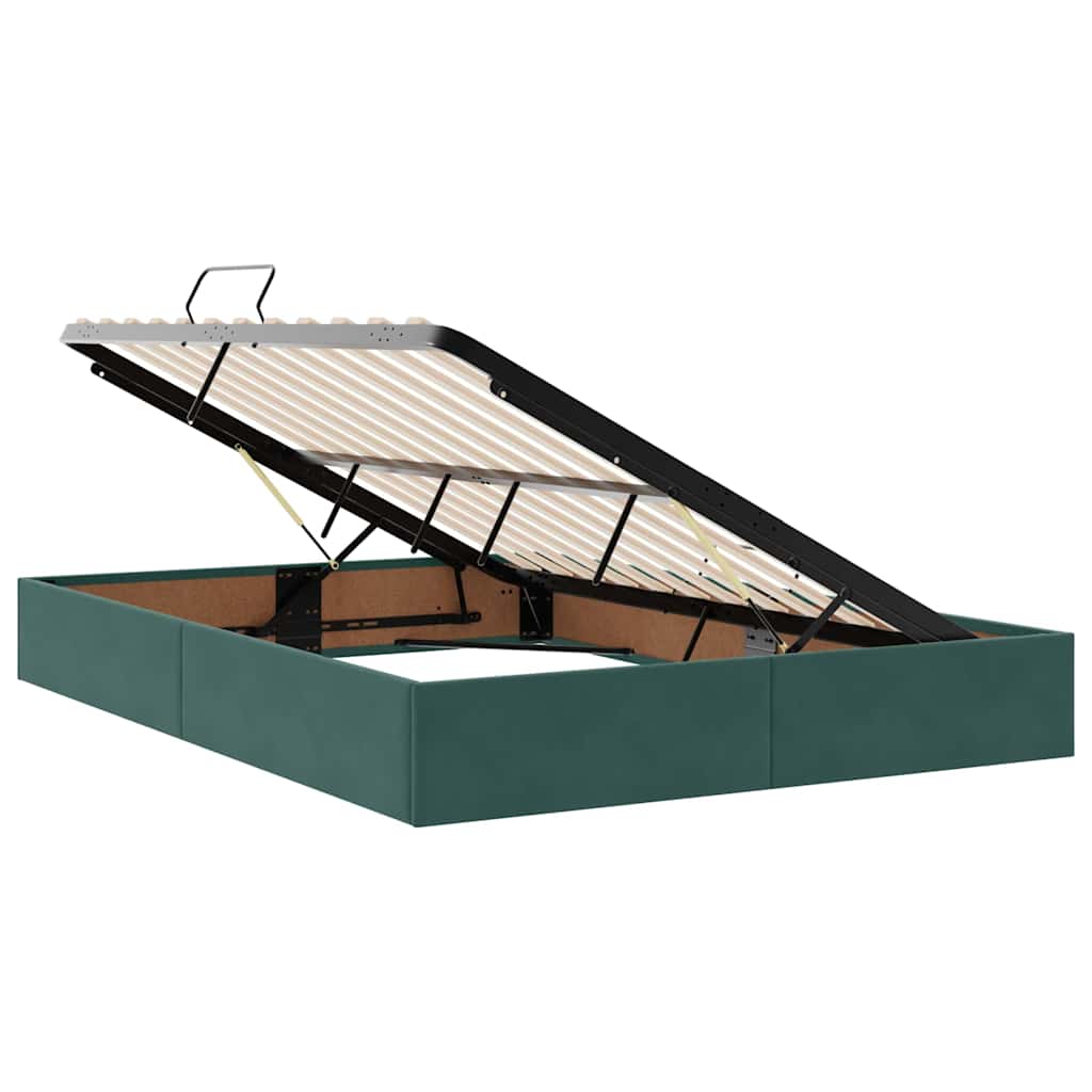 Lit avec rangement et matelas Vert foncé 140 x 200 cm Velours - XIOS