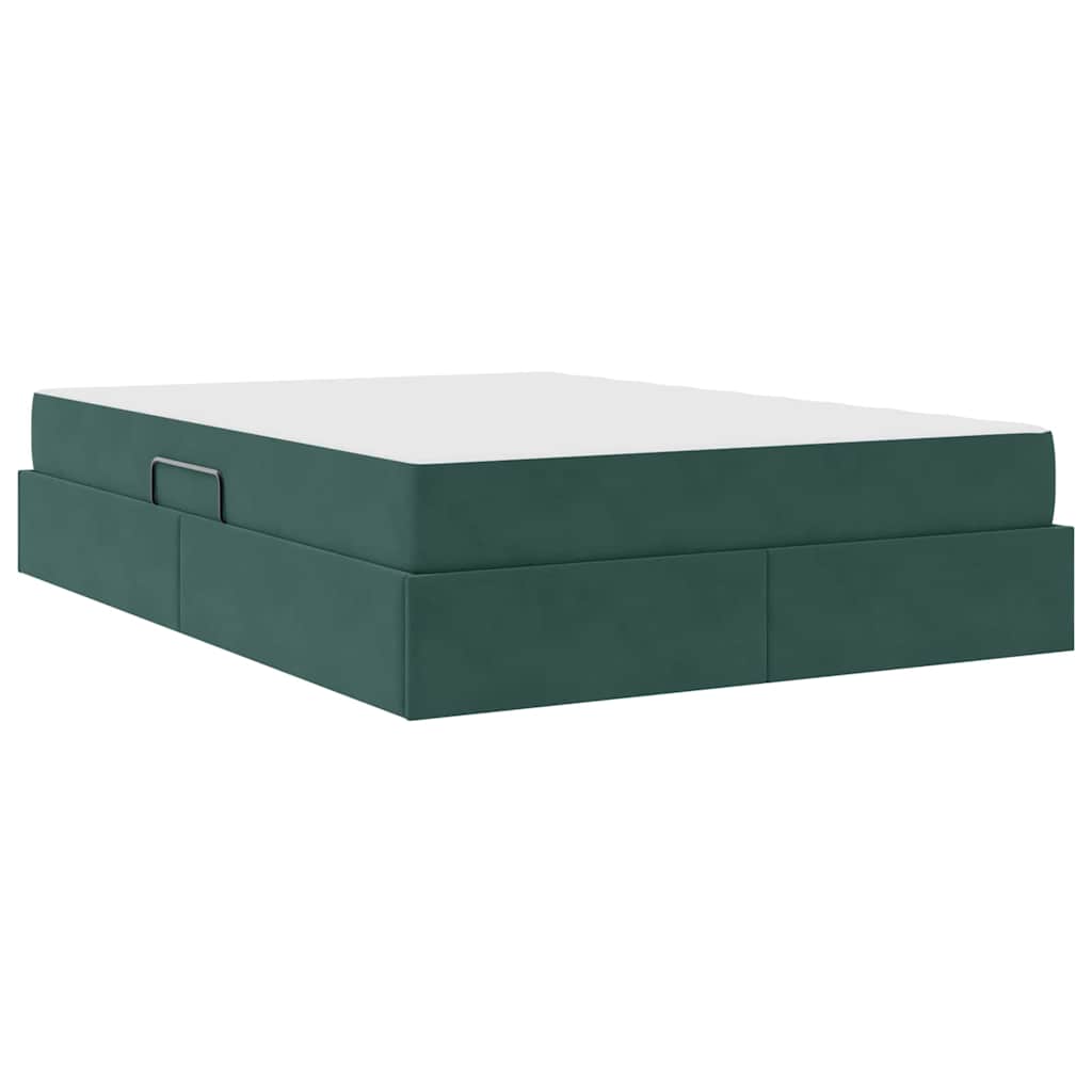 Lit avec rangement et matelas Vert foncé 140 x 200 cm Velours - XIOS