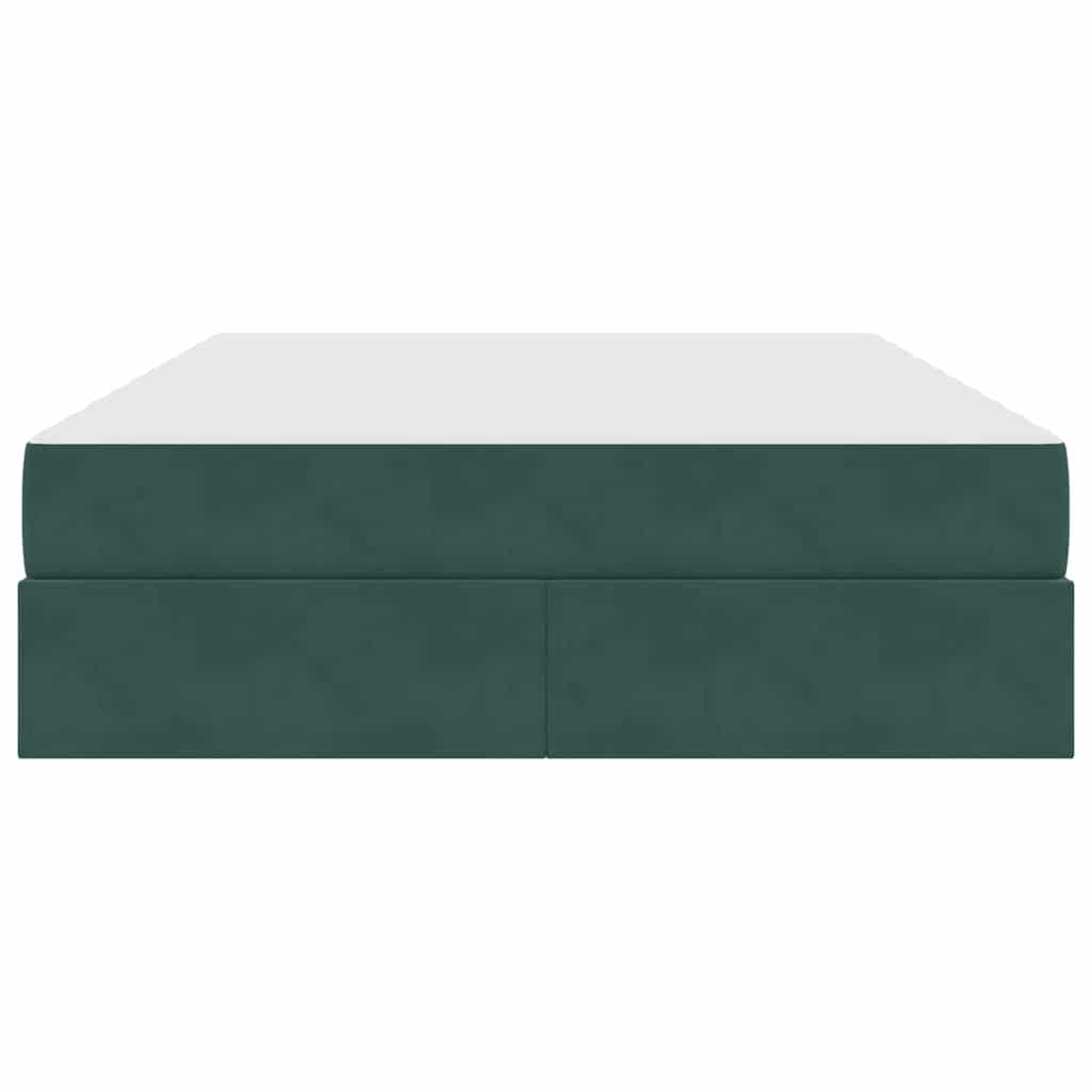 Lit avec rangement et matelas Vert foncé 140 x 200 cm Velours - XIOS