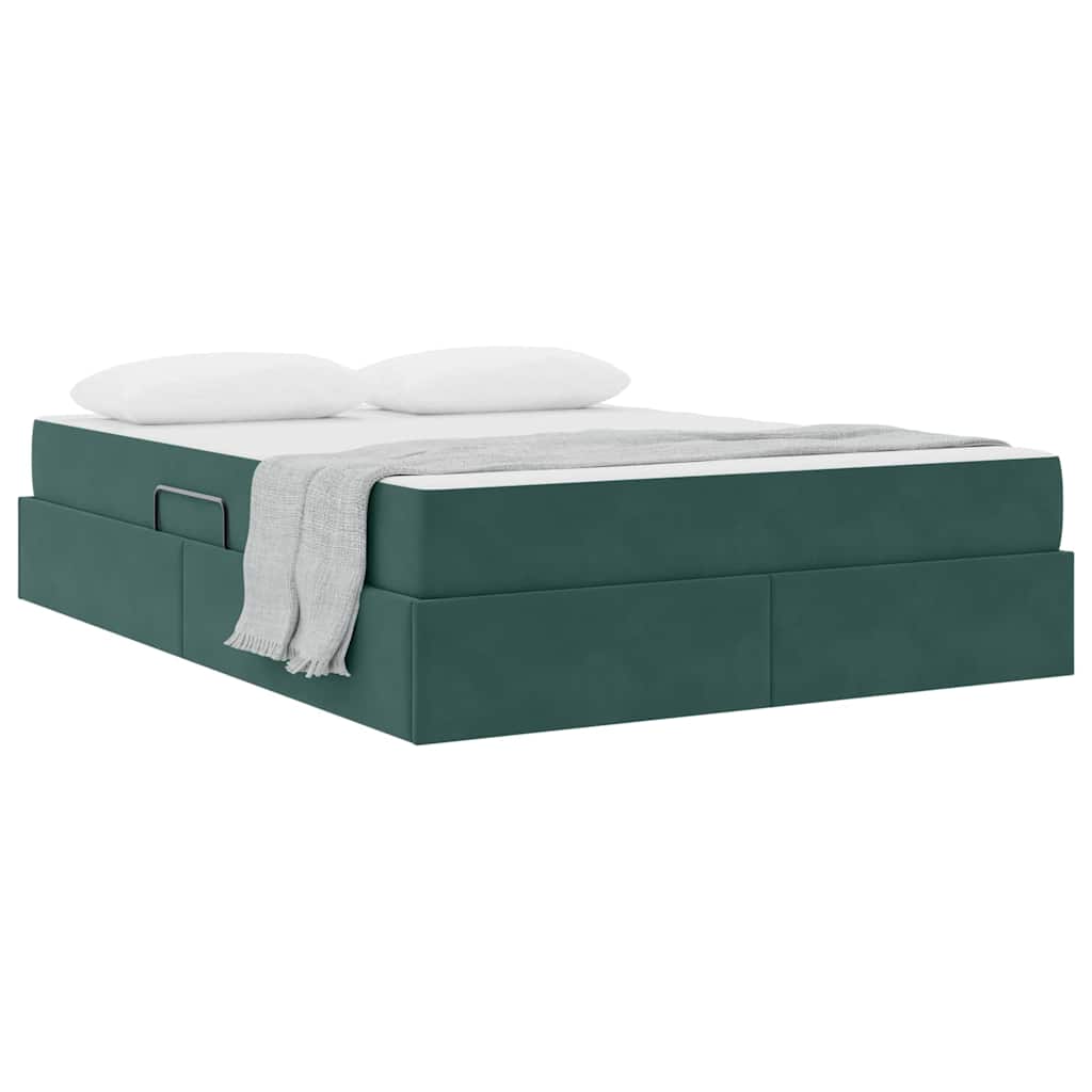Lit avec rangement et matelas Vert foncé 140 x 200 cm Velours - XIOS