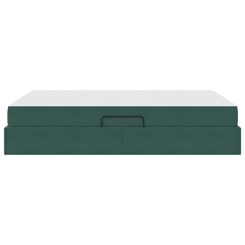 Lit avec rangement et matelas Vert foncé 140 x 200 cm Velours - XIOS