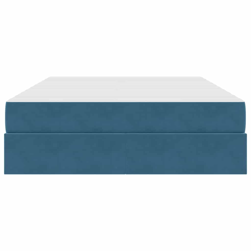 Lit avec rangement et matelas Bleu foncé 140 x 200 cm Velours