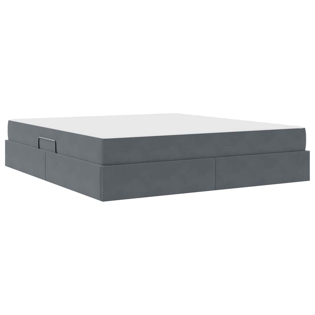 Lit avec rangement et matelas Gris foncé 160 x 200 cm Velours - XIOS