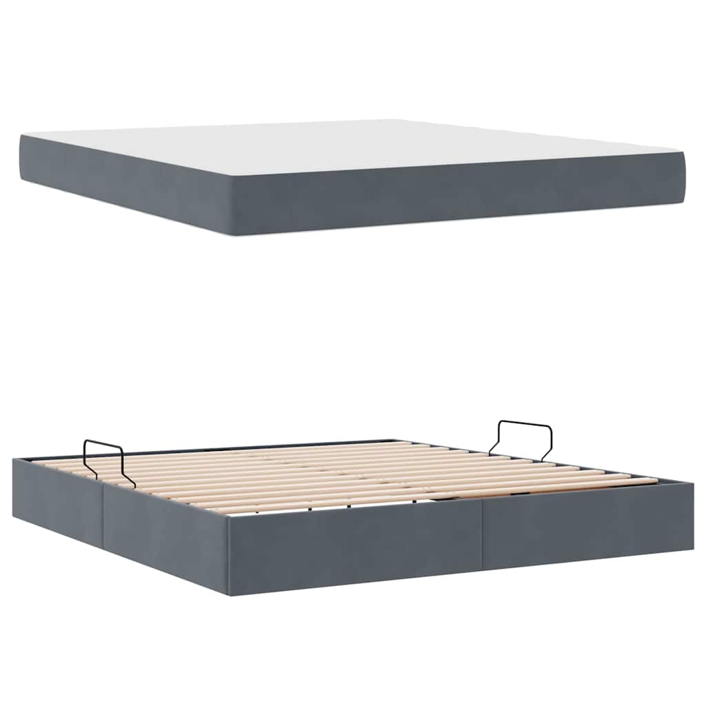 Lit avec rangement et matelas Gris foncé 160 x 200 cm Velours - XIOS