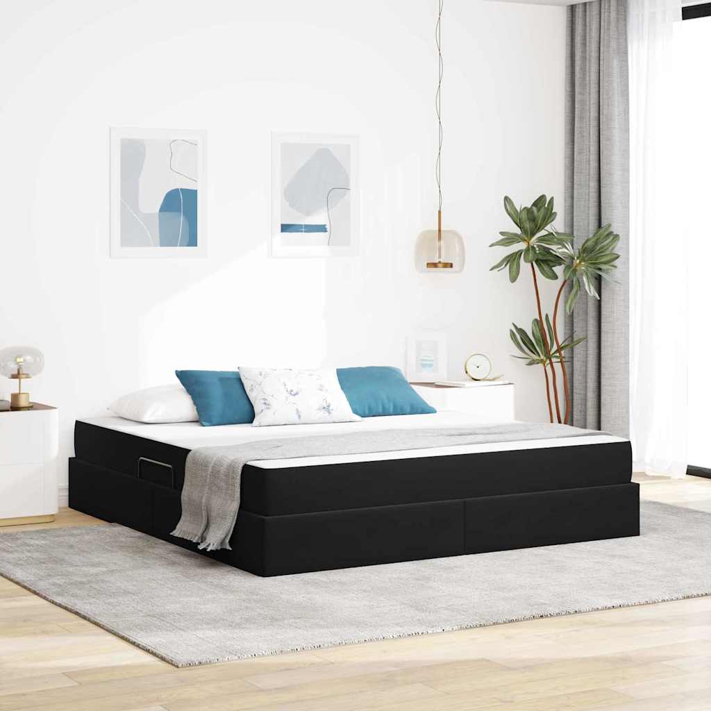 Lit avec rangement et matelas Noir 160 x 200 cm Velours - XIOS