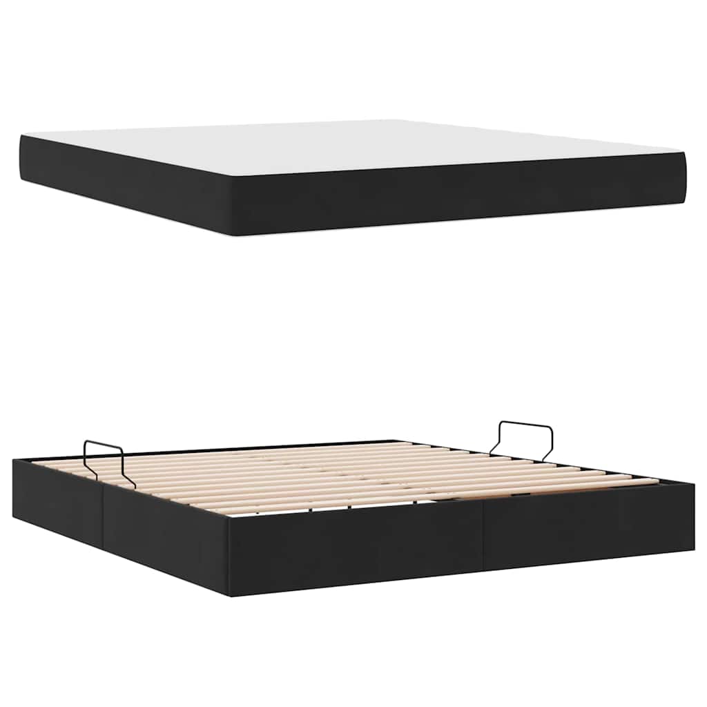 Lit avec rangement et matelas Noir 160 x 200 cm Velours - XIOS