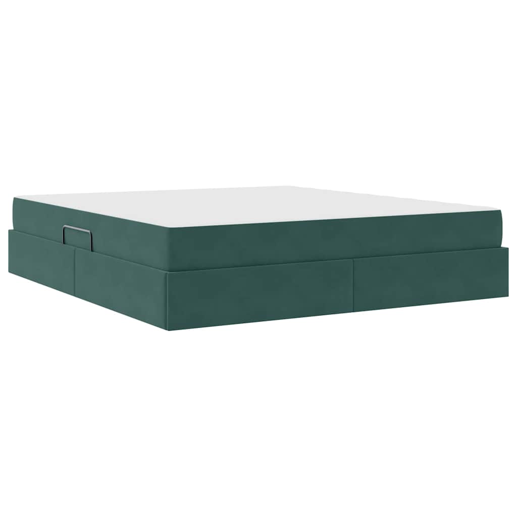 Lit avec rangement et matelas Vert foncé 160 x 200 cm Velours - XIOS
