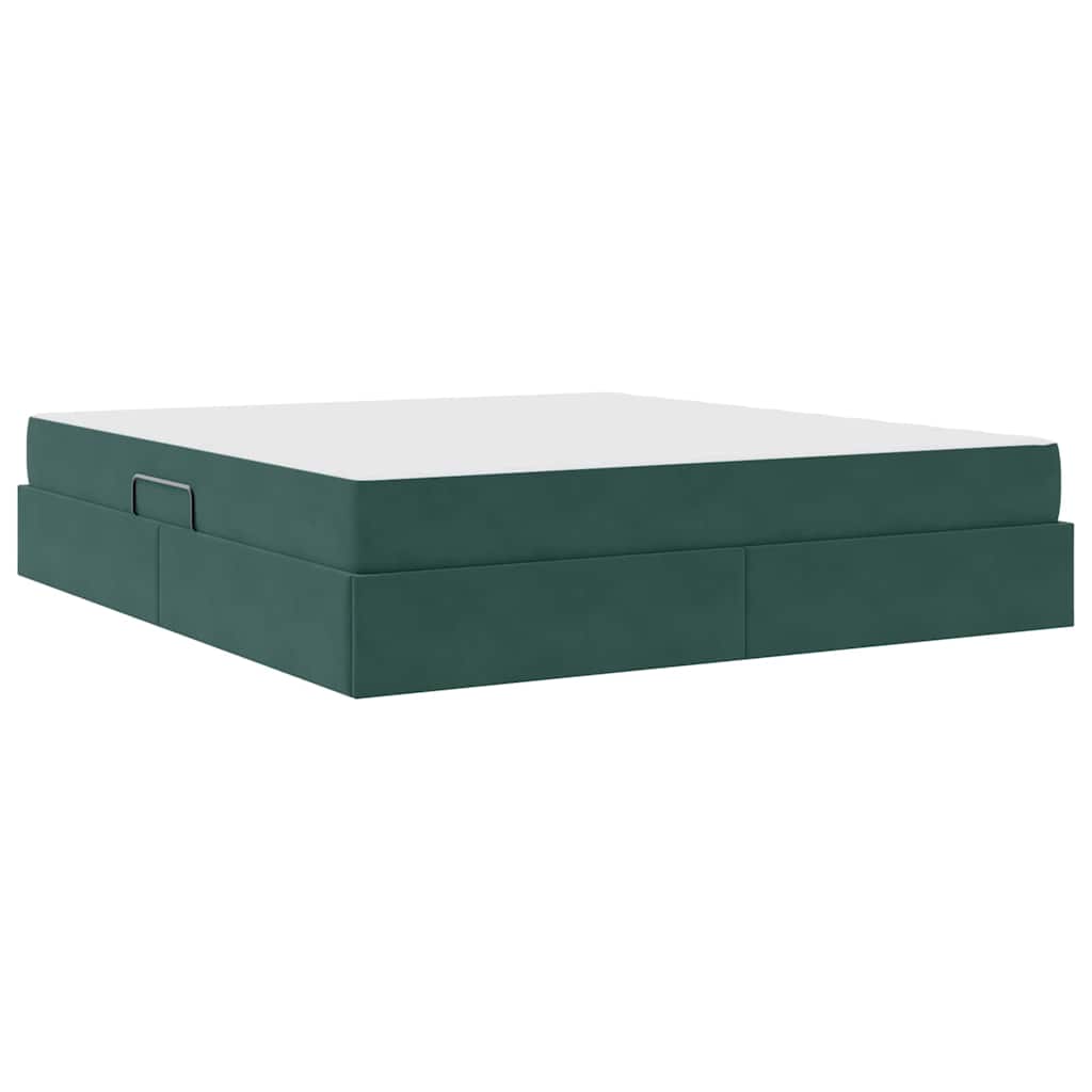 Lit avec rangement et matelas Vert foncé 160 x 200 cm Velours - XIOS