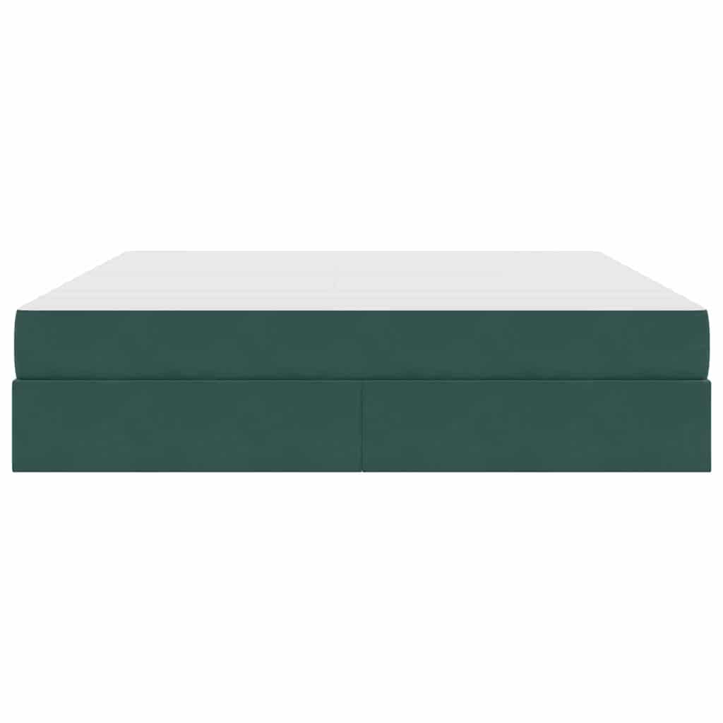 Lit avec rangement et matelas Vert foncé 160 x 200 cm Velours - XIOS
